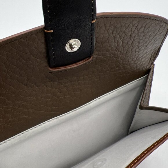 Cole Haan Wallet Brown Black Pebbled Leather Zip Around - Picture 5 of 6